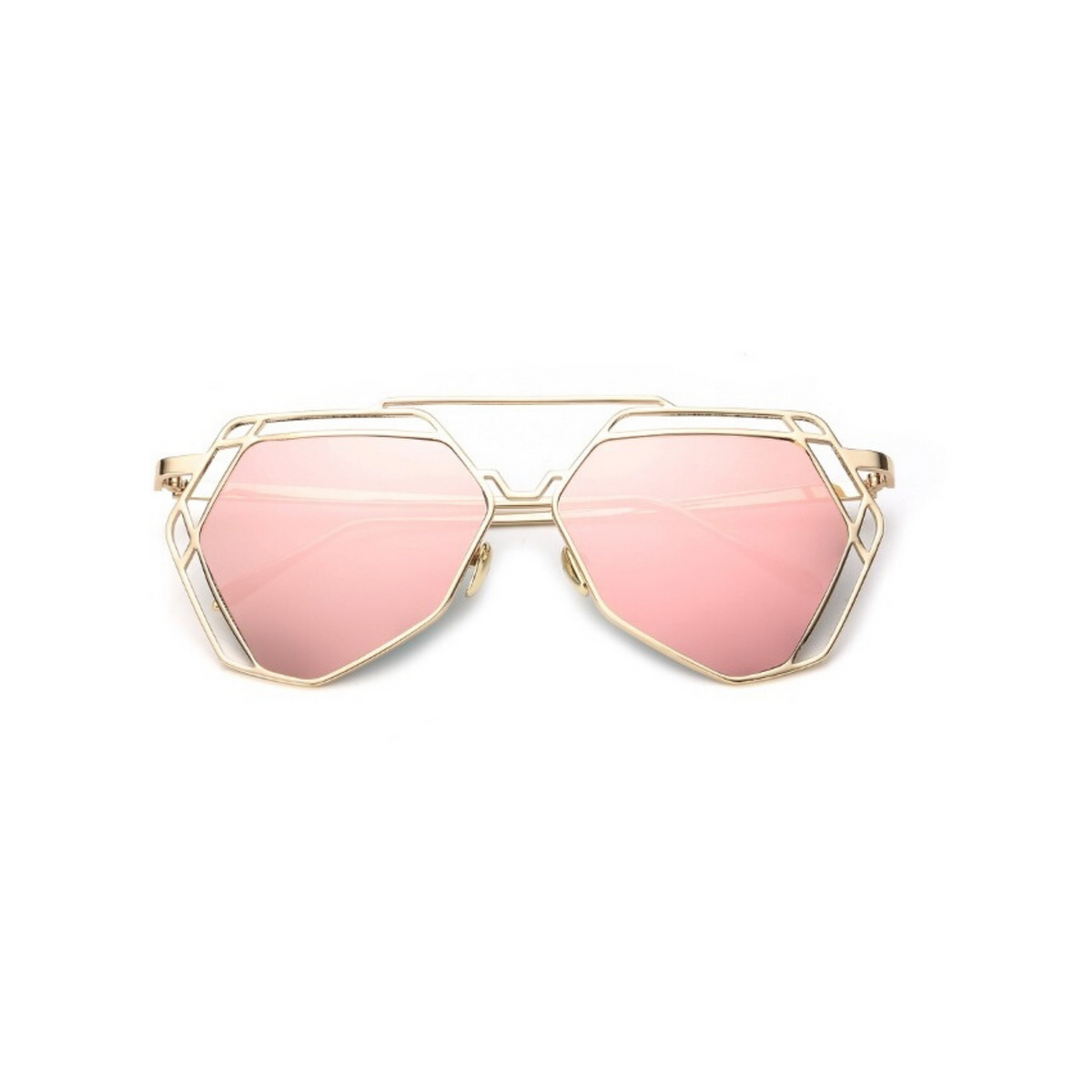 ?Pink Mirror Hexagonal Polarized Sunglasses for Men and Women SLENDALE - Pitaya - HiPER Vital Pink Mirror – 100% main image 2